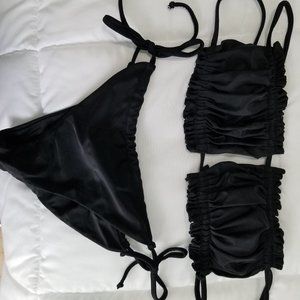 SHEIN Size S Frill Trim Bandeau Tie Side Bikini Swimsuit